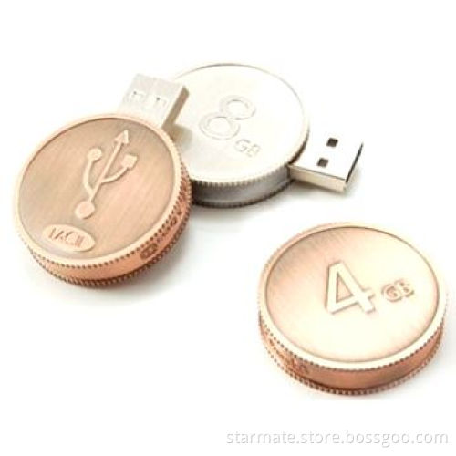 Promotional Coin USB Flash Drive, 32MB/4/8/16GB Capacity, OEM Orders Welcomed